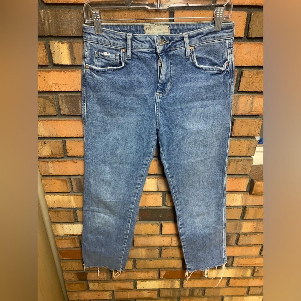Free People Cropped Fringe Ankle Jeans